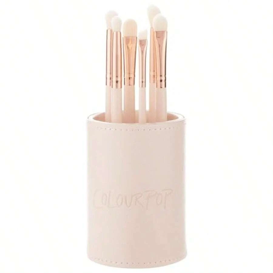 ColourPop Brush Of An Eye Makeup Brush Set 6 Eye Makeup Brushes To Seamlly Buff Blend Define Line Made With Luxe Synthetic Vegan Bristles Includes Holder 6 Count - 如圖 - 查看 1