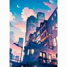 1幅日式街景樱花建筑帆布海报，适合现代客厅家居装饰，秋季风格 - 彩色 - 查看 42