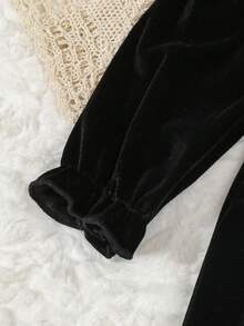 Autumn/Winter Baby Girls Floral Collar Long Sleeve Romper, Toddler Girls Casual Round Neck Jumpsuit