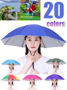 1/2pcs Umbrella Hat, Suitable For Camping And Fishing Umbrella Hat, Elastic Headband Umbrella Hat, UV Protection Umbrella Hats For School,Office,Household,Travel, Back To School Supplies Summer Cooling,Beach,Travel