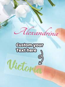 1~3张个性化定制姓名标签贴纸，姓名贴花，定制贴纸，姓名贴纸，日期贴纸，DIY礼物，手工制作，手写字体，婚礼贴纸，礼品贴纸。可定制全息姓名贴纸，适用于水瓶、午餐盒、个人物品、玻璃杯、杯子、卷筒、气球、书法贴纸、礼盒装饰、返校季、圣诞节装饰、乔迁之喜，时尚设计 - 彩色 - 查看 2