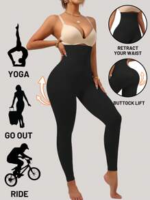 1pc High-Waisted Control Slimming Yoga Pants, Tummy Shaping & Lifting, Elastic & Comfortable, Full Length Leggings Suitable For All Seasons