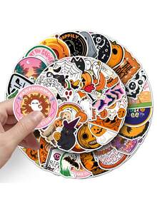 50pcs - Halloween Graffiti Personalized Cartoon Stickers, DIY Skateboard Cup Luggage Stickers Waterproof Home Decoration, Car Decoration, Bedroom Decoration, Party Gifts, Holiday Gifts, Halloween Gifts, Adhesive Materials