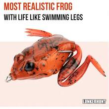 Lunkerhunt Serie Rana Lunker, 6.3 cm, señuelo de Pesca Estilo té Verde - Vientre de fuego - Ver 4