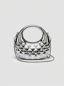 1 件情人节理想之选手提包，舒适时尚，个性化礼物，2025 配饰，适合所有场合，价格实惠的奢华感，叛逆派对包，非常适合派对、婚礼、舞会、晚宴/宴会，优雅的女士包 - 銀色 - 查看 5