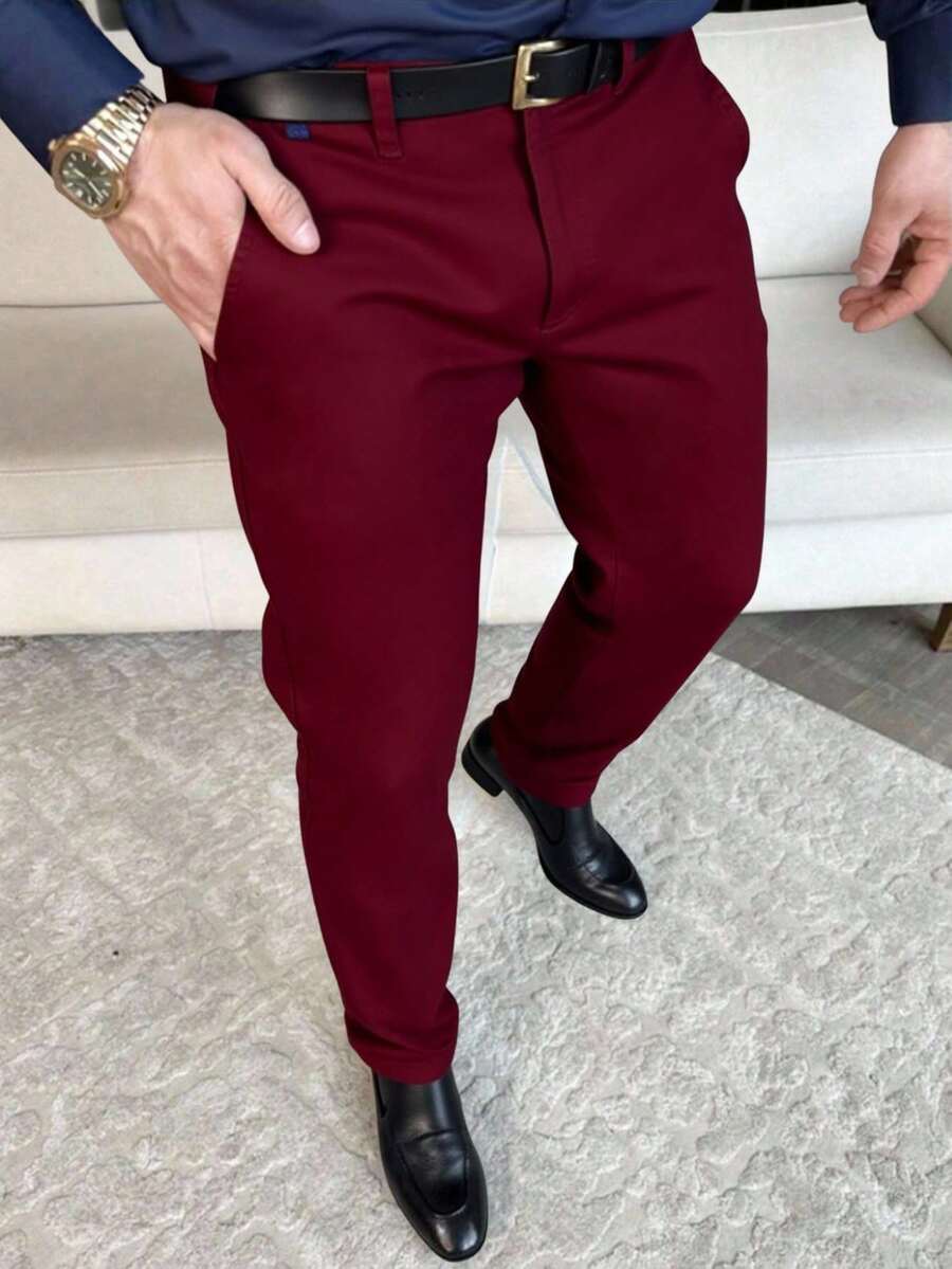 Pantalon de Gabardina Slim que estira para Hombre color tinto - Multicolor - Ver 1