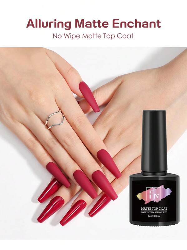 FN 1pc 7ml Top Coat No Wipe Matte Glossy Top Coat Long Lasting UV Soak Off Combination Gel Nail Polish Gifte For Woman