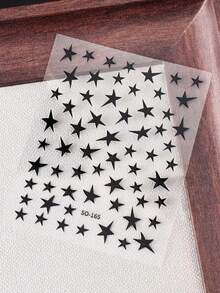 FULL BEAUTY 2片装黑白星星美甲贴纸 Y2K混色斜角星星可爱五角星朋克金属美甲饰品美甲贴花装饰美甲用品美甲贴纸 - 彩色 - 查看 7