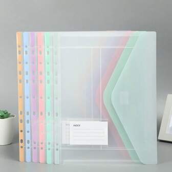 6 Colors 12 Pack - New Macaron Color - Pp Plastic Envelope Binder Pocket Transparent Folder - 11 Hole Binder Folder - Suitable For 2/3/4 Ring File Bag Label Binder - Suitable For School Home Office,For School Supplies,Back To School