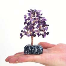 1 pieza Árbol de la suerte de piedra natural en bruto mini piedra curativa de cristal artesanal tejido decoración de escritorio del hogar regalo para mujeres Día del Padre 4 de julio
