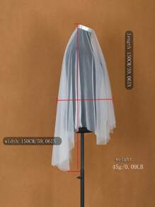 1 Stück einfacher, einfarbiger, einlagiger Chiffon Brautschleier, Hochzeit Haarzubehör