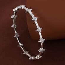 1pc Minimalist Four-Pointed Star Arrangement Design Cubic Zirconia Inlaid Women Bracelet - Multicolor - View 2