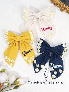 1 件定制名字雏菊发饰，适合女孩，优雅个性化蝴蝶结鳄鱼夹，度假花朵发夹，定制女孩礼物发夹，儿童发饰