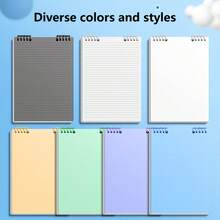A5/B5/A4 Flip Up Loose-Leaf Notebook,60 Sheets,Detachable Horizontal Line Inner Page Notepad,Waterproof PP Cover,60 Pages,Office And School Supplies - Multicolor - View 2