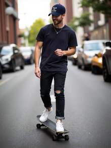 1 件黑白字母 A-Z 男士深蓝色硬顶时尚棒球帽新款设计休闲街头百搭防晒遮阳帽透气吸汗户外运动帽