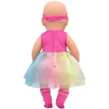 1 件 14 英寸娃娃衣服、可爱卡通图案娃娃睡衣、服装彩虹裙套装、生日或节日礼物，适合小女孩和小男孩，适合 14 英寸女孩或男孩娃娃及其他娃娃配饰、房间装饰 - 粉色 - 查看 5