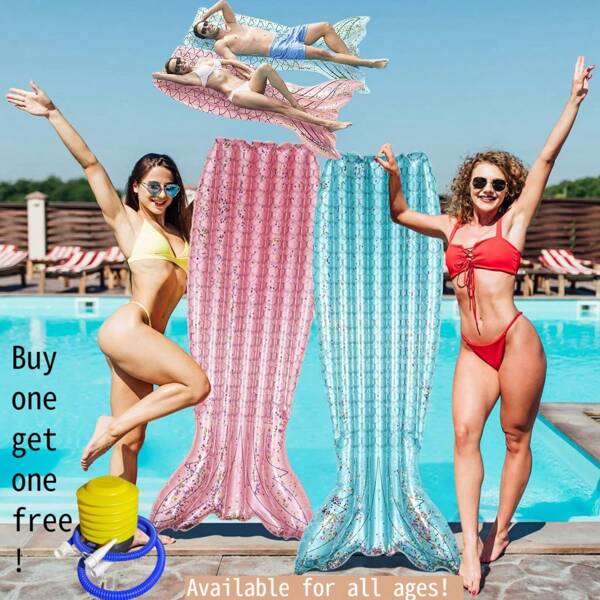 1pc Adult Inflatable Bed (Feed On Pump), King 65 ", Mermaid Floating Board, Floating Appliance, Thickened PVC Material, Suitable For Pool Parties And Beach. Holiday Party Gifts For Multiple People