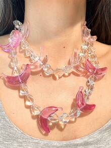 1 件女士时尚香蕉串珠项链，水果系列设计，树脂材质，适合海滩、休闲、日常佩戴 - 香蕉款 - 查看 2