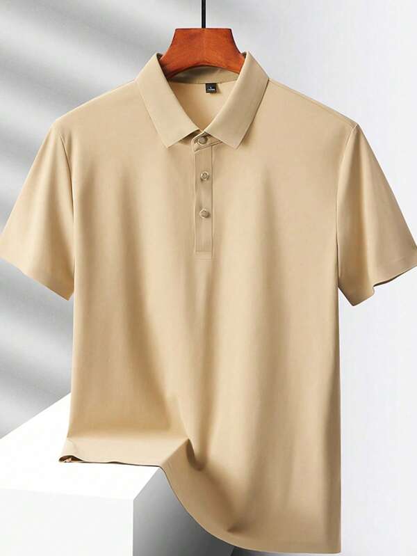 1 stuk effen heren T-shirt in ijszijden poloshirt