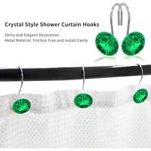 MitoVilla Purple Shower Curtain Hooks Rings, Metal Shower Hooks Shower Curtain Liner, Purple Rust Proof Shower Rings Curtain Accessories And Bathroom Shower Rod, 12 Pack Bathroom Set - Green - View 4