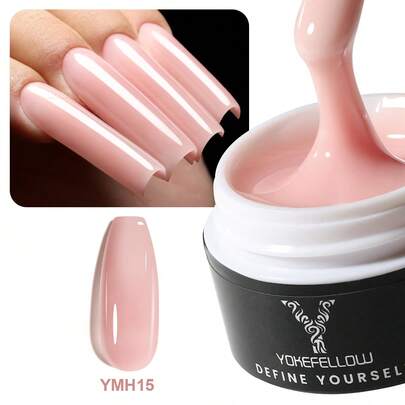 YOKEFELLOW 15g Nail Extension Gel, Nude Pink Jelly Gel, Thickens And Strengthens Nails, Long-Lasting And Durable, Removable UV/LED Gel, Ideal For Nail Salons, Suitable For Women And Girls, Perfect For Holiday Gifts