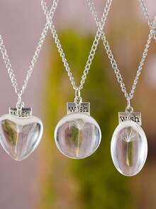 1 件许愿心蒲公英真干花吊坠项链，送给朋友、女朋友、妻子、爱人的理想礼物 - 銀色 - 查看 3