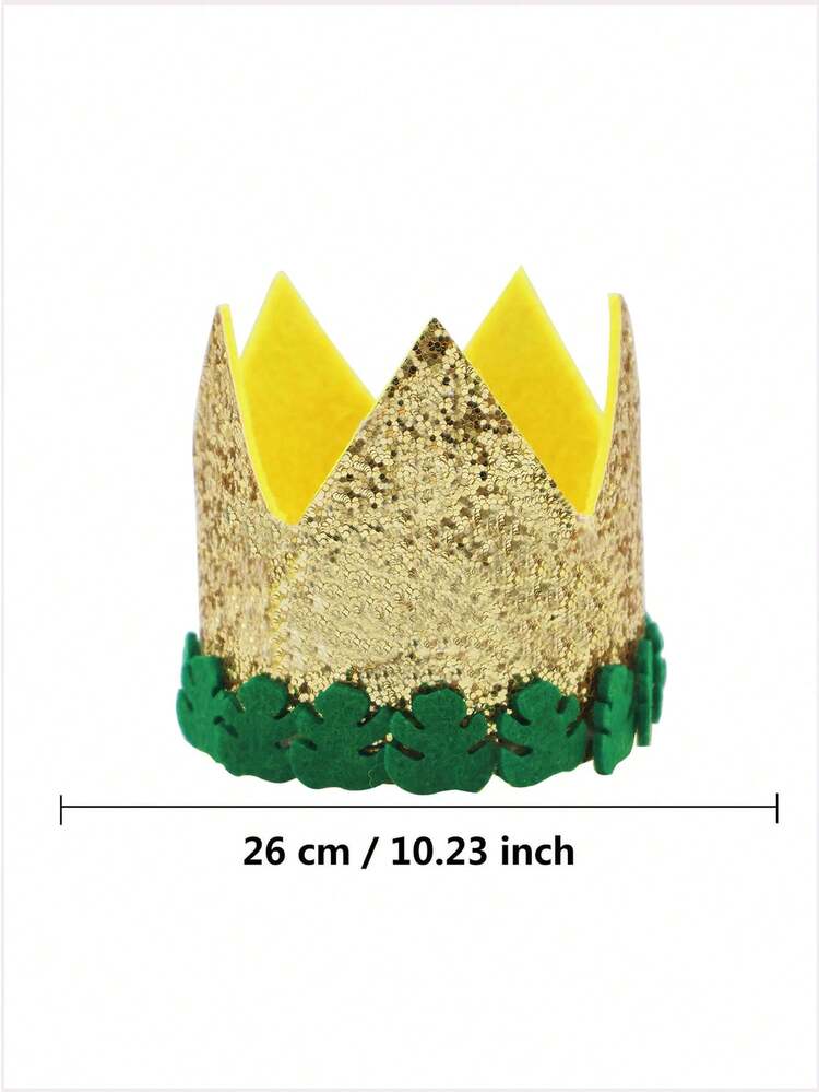 1 pieza Sombrero de fiesta con estilo de corona dorada con estampado de hojas de selva - Dorado - Añade 2