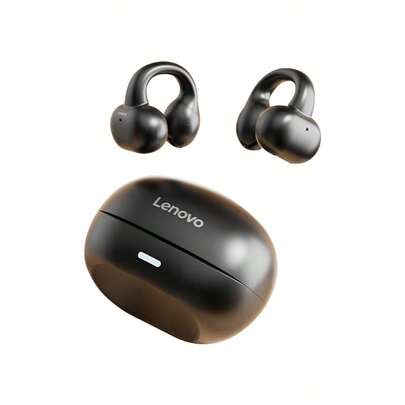 Lenovo Bluetooth-headset TC3308 sportheadset med benledning, öppen öronklämma, Bluetooth-headset med HD-samtal, brusreducering, vattentät och svettålig, mörkgrå
