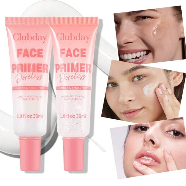 Clubday 30ml Preparação para Maquiagem Loção Natural Hidratante Embalagem Rosa Transparente, Serviço Mais Delicado Invisível de Poros, Segura a Maquiagem