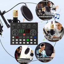 Podcast Equipment Bundle, BM800 Podcast Microphone Bundle With V8s Voice Changer, Condenser Microphone Recording Studio Package For Podcasting Live Streaming Singing PC Mobile