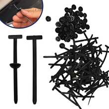 20pcs/50pcs/100pcs Nylon Universal Cable Ties With Buckle - Heavy Duty Self-Locking Tie Mounts With Nail And Button Design, Plastic Cable Tie Fasteners For Automotive, UV Resistant Zip Ties For Car Daily Use - Black - View 2