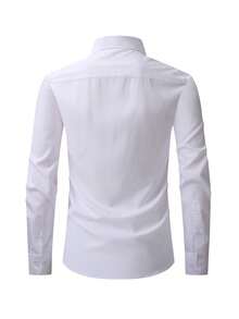 1 Pc Classic Mens Solid Business Shirt Slim Fit Button Down Office Work Formal Casual Wear Essential - trắng - Xem 2