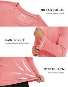 Men's Long Sleeve Shirts UPF 50+ UV Sun Protection Athletic Shirts For Hiking Running Workout Rash Guard-2025 - Watermelon Red - View 8