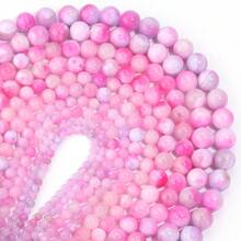 1 件天然玫瑰石英珠，各种尺寸 4/6/8/10/12 毫米，时尚、优雅复古风格散珠，适合 DIY 珠宝制作、手链、项链、吊坠、手机饰品、钥匙扣，批发 - 玫紅色 - 查看 5