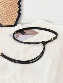 1 Stück schwarzer eleganter, minimalistischer Mode Lederseil geknoteter Taillengürtel, geeignet für Kleider, Hemden, Jacken, für Dates, zum Pendeln, zu Anlässen