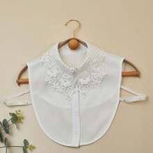 1 件女士多功能可拆卸黑白仿珍珠饰边项圈，百搭经典配饰