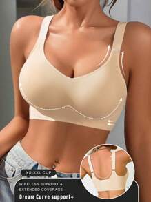 1pc Casual Comfortable Green Wireless Seamless Bra For Women