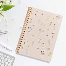 1pc A5 Spiral Notebook, Vintage Floral - Inspired Journal, Retro Cream Background With Dainty Flowers, Spiral Bound For Flexibility, Perfect Back To School Gift For Students, Charming Present For Friends School Supplies - A5 - View 3
