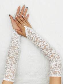 1 Paar lange, modische, sexy Spitzenhandschuhe, Party Kostümzubehör, Armabdeckung für Erwachsene zum Schutz vor Narben/Makeln/Sonne