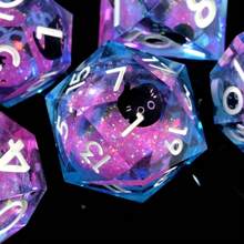 Liquid Core Cat Dice Set 7Pcs With Box- Sharp Edge Cute Cat Style Resin Dice For D&D, Roleplaying Games, RPG, MTG, Table Games D20 D10 D8 D6 D4