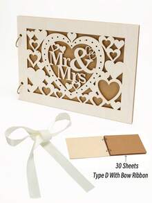 1 件 10/30 张（20/60 页）木制留言簿婚礼留言簿带个性化雕刻婚礼相册结婚礼物先生和夫人留言簿用于结婚周年纪念新娘和新郎订婚 10 页 - 卡其色 - 查看 13