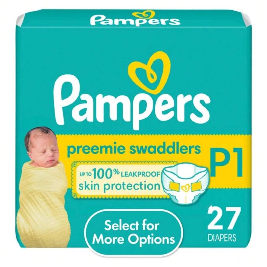 Pampers Swaddlers Baby Diapers Size Preemie, 27 Count (Select For More Options) - 早產兒 - 查看 1