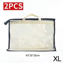 2PCS Handbag Storage Dust-Proof Dust Cover Wardrobe Closet Storage Bag With Zipper - Beige XL - Ver 1