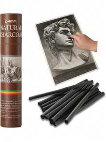 28pcs Left-Handed Charcoal Sticks Sketching Charcoal Pencils Charcoal Art Charcoal Bars Charcoal Pencils Carbon Sticks For Student Art Supplies - Multicolor - View 3