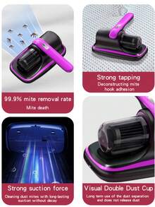 2-In-1 Handheld Vacuum Cleaner & Dust Mite Remover, Powerful Wet & Dry Cordless Vacuum Cleaner For Home, Car, Office And Pet, Detachable, Multi-Layer Filtration, Lightweight Floor Brush, Includes Dust Mite Brush Head, Low Noise, Easy To Use, Great Gift For Holidays - Multicolor - View 9