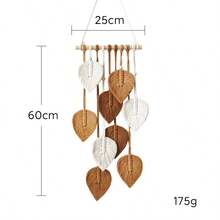1件手工编织波西米亚风叶子造型装饰挂毯，适合作为礼物、咖啡馆装饰、家居装饰、卧室装饰（注：叶子可自行修剪） - 綠色 - 查看 11