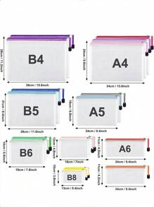 3 pezzi Borse a rete con zip a 5 colori, misure A3/A4/A5, borse porta zip di varie dimensioni, borse con zip impermeabili per conservazione, documenti, biglietti, cartoleria, elaborati d'esame, quaderni (colori casuali), per il ritorno a scuola, forniture scolastiche