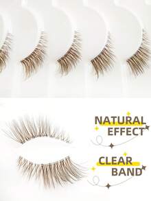 Asiteo 10 Pairs Brown Half Lashes Clear Band Eyelashes Cat Eye False Eyelashes Short Soft 3d Faux Mink Eyelashes Soft Natural Makeup Cat Eye Lashes End Eye Elongated Lashes For Daily Wear Bachelor Party,Dates,Parties - Cat Eye Lashes - View 5