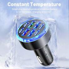 1个150W 8口车载充电器，支持PD/QC3.0快充，USB-C接口，兼容 16/15/14/13/12，兼容苹果设备，兼容iPad、安卓手机、笔记本电脑等。支持快速充电，并可同时为多设备充电。设计紧凑，方便快捷，随时随地高效充电。这款车载快充充电器是送给家人、朋友、孩子、生日、圣诞节、冬季的理想礼物，也是汽车配件的完美之选。 - 黑色 - 查看 9