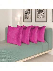 Kit Of 4 Decorative Cushion Covers With Jacquard Zipper - Hot Pink - View 1